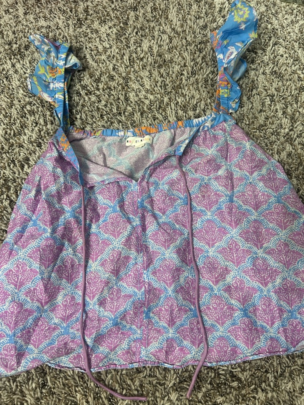 Roller Rabbit Lavender Paisley Tank with Blue-Trim Ruffle